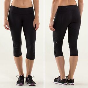 Lululemon Run: For Your Life Crop in black leggings pants size 10
